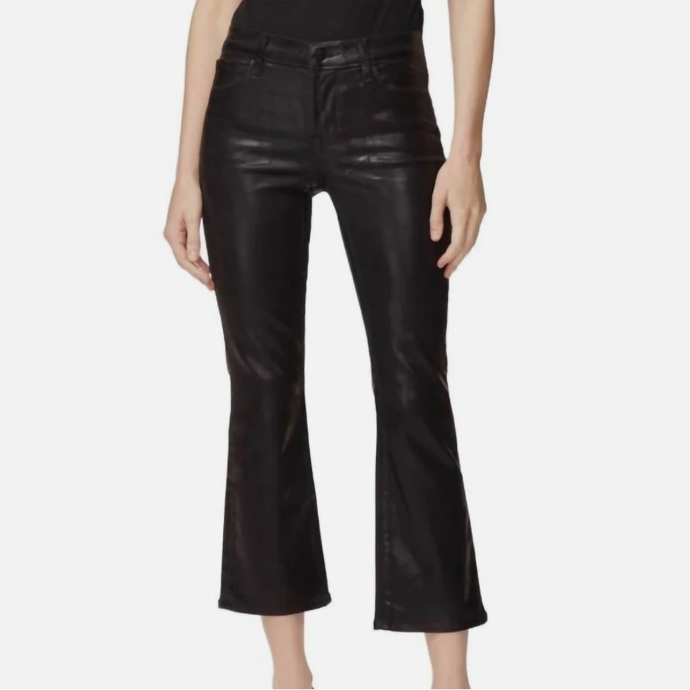 J Brand Selena Coated Cropped Bootcut Jeans Galactic Black Denim Sz 25